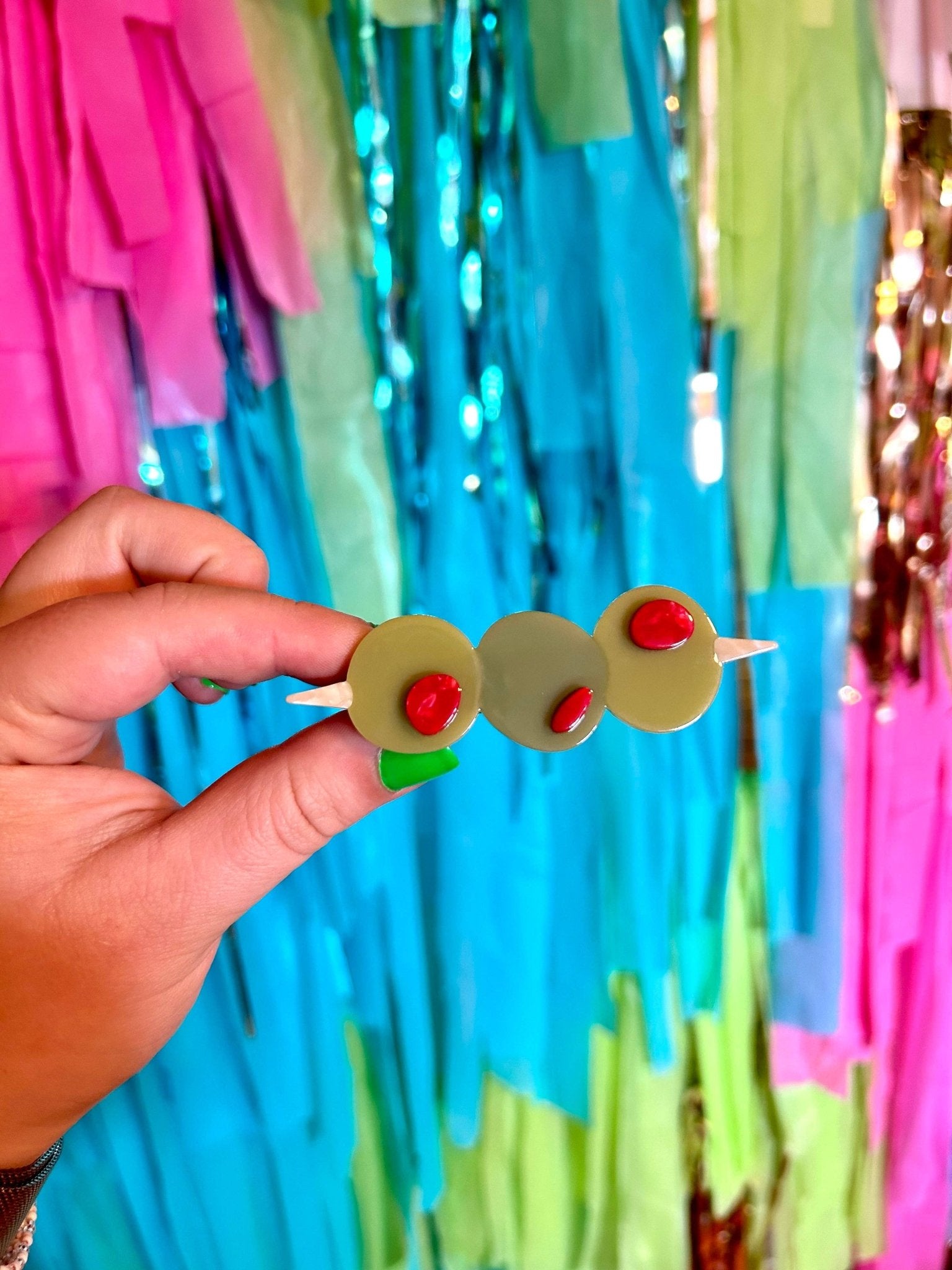 Stuffed Olive Hair Clip Set - The Peach Fuzz Modern Love Store Glasgow