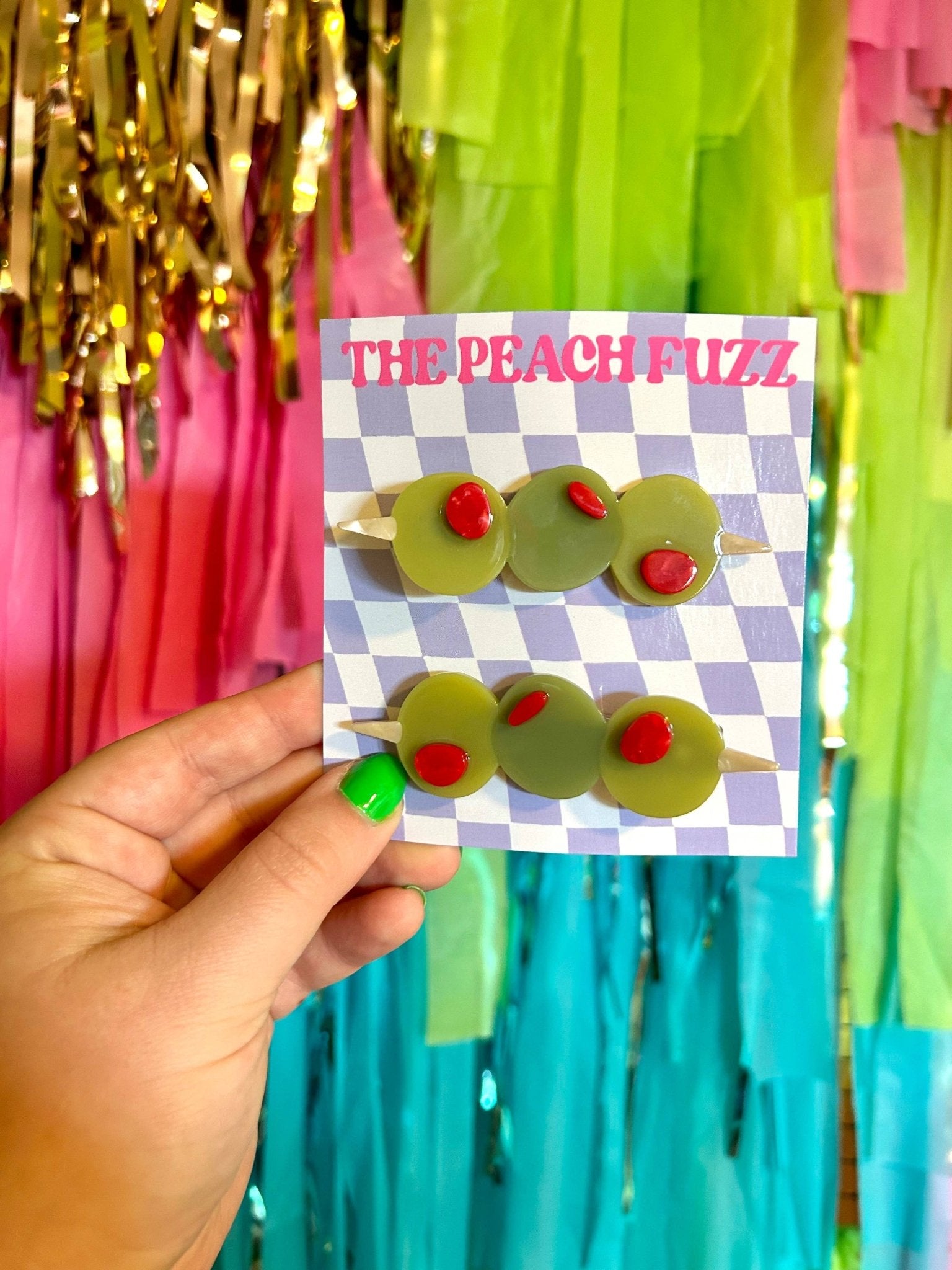 Stuffed Olive Hair Clip Set - The Peach Fuzz Modern Love Store Glasgow