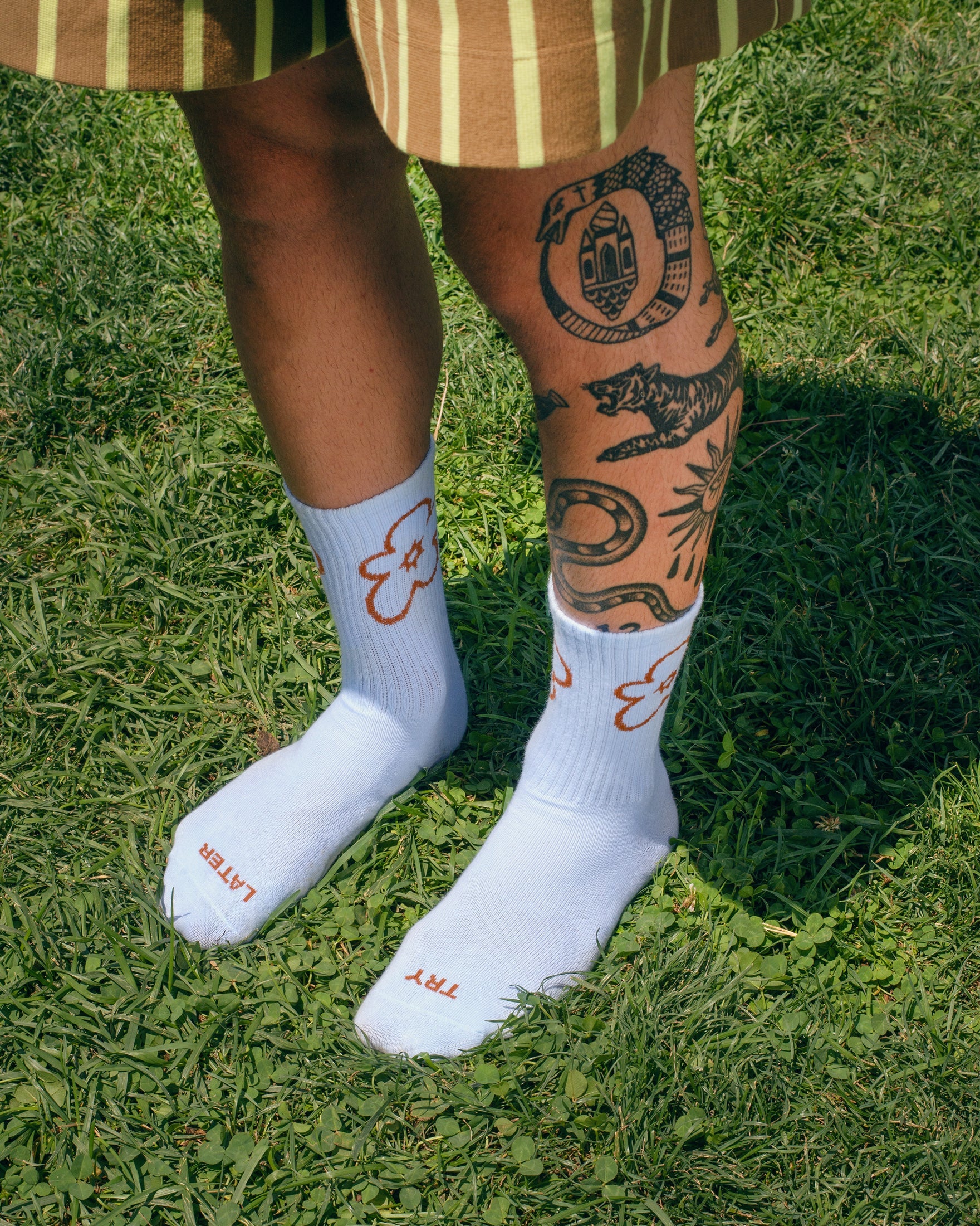 Tarta Gelatina Try Later socks laid flat showing toe and heel detail