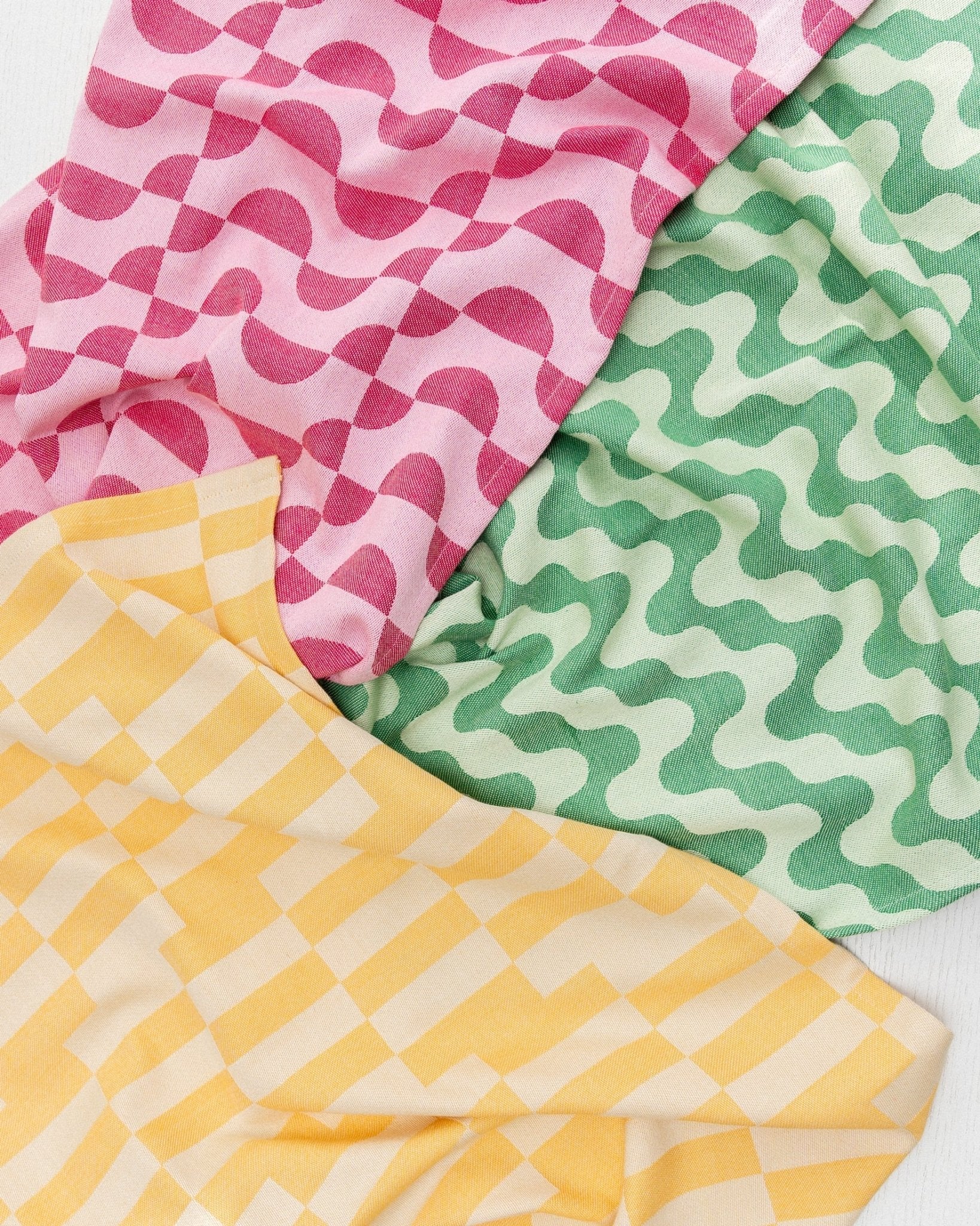 Tea Towel - Set of 3 (Pink, Yellow and Green) - Tea Towel Tarta Gelatina Modern Love Store Glasgow
