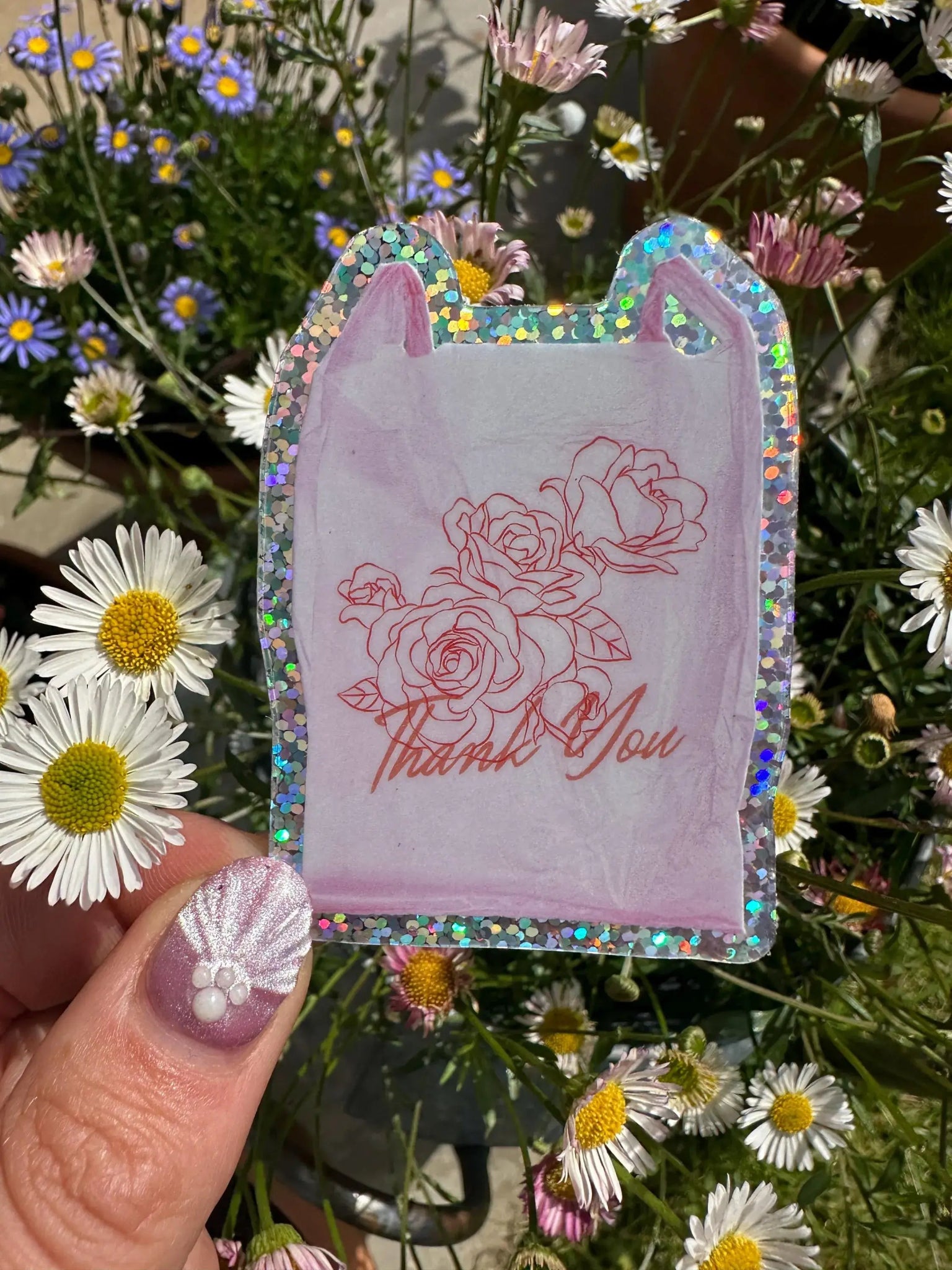 Thank you NYC Bag Glitter Sticker - Shellflower Modern Love Store Glasgow