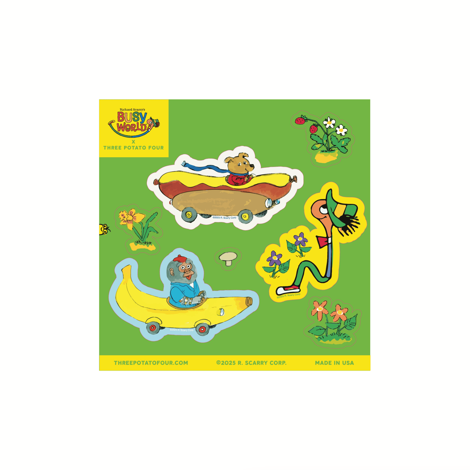 3P4 x Richard Scarry® Banana Car - Sticker Sheet journal 