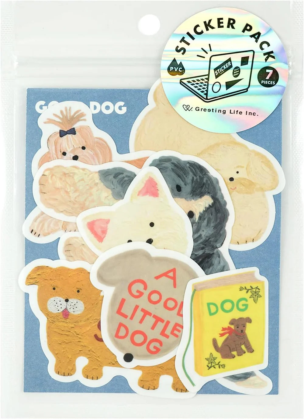 Greeting Life Good Dog Sodeyama Kahoko sticker pack – 7 kawaii dog PVC stickers