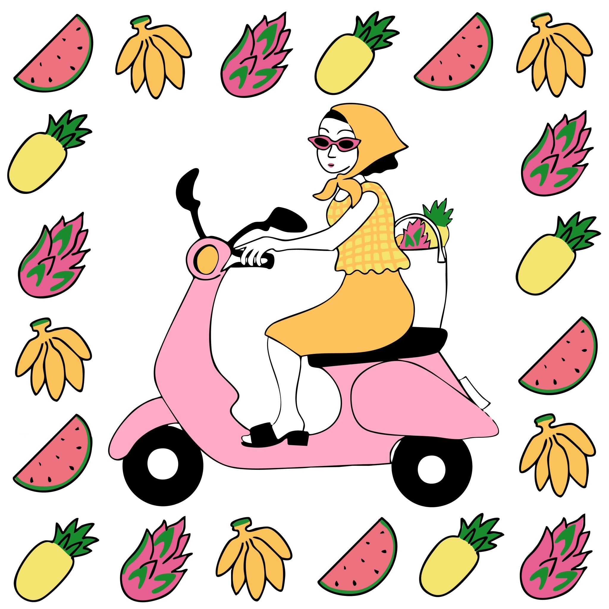 Tootie Fruity Moped Print - Print Hannah Budd Modern Love Store Glasgow