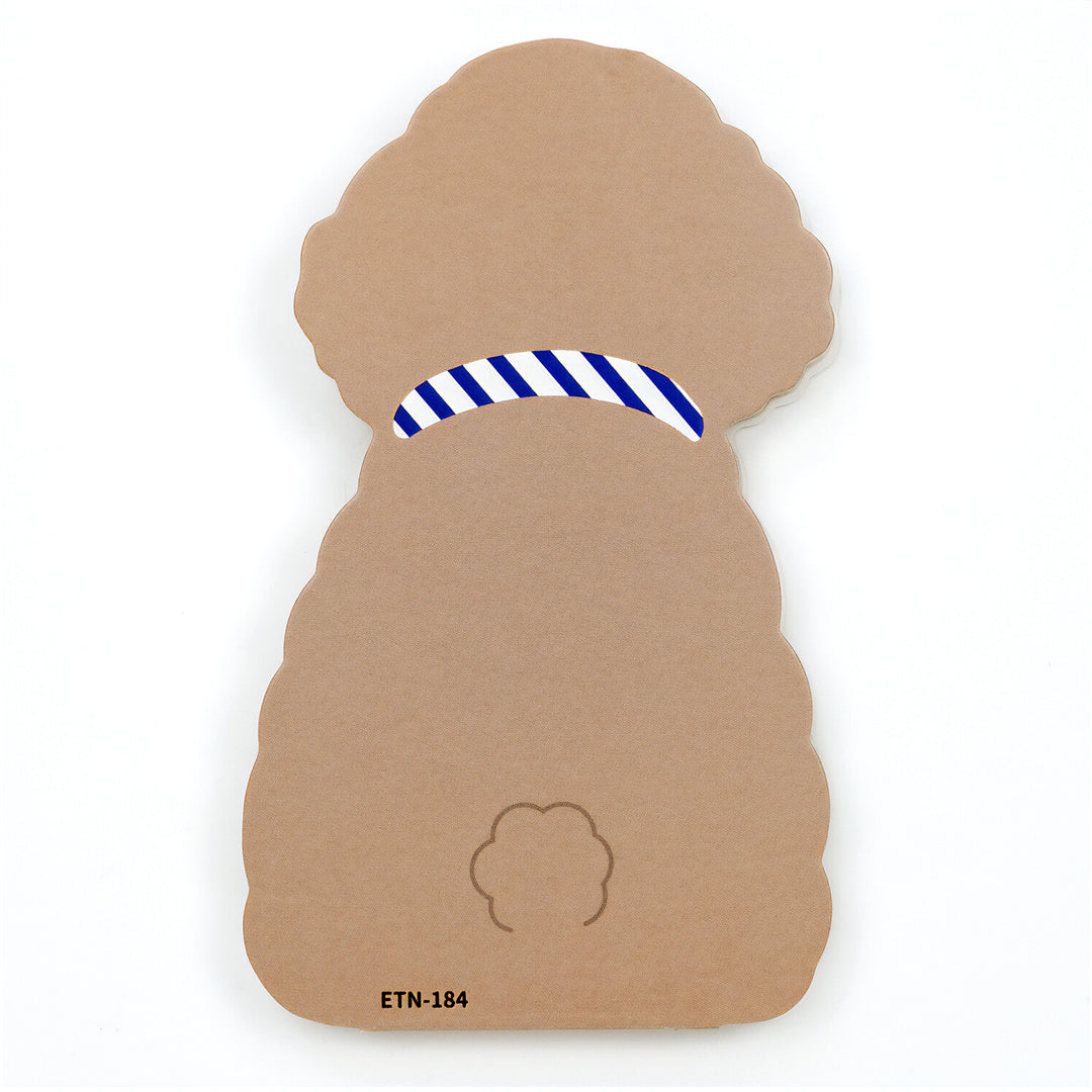 Greeting Life toy poodle memo pad flat lay showing cover and sheet details