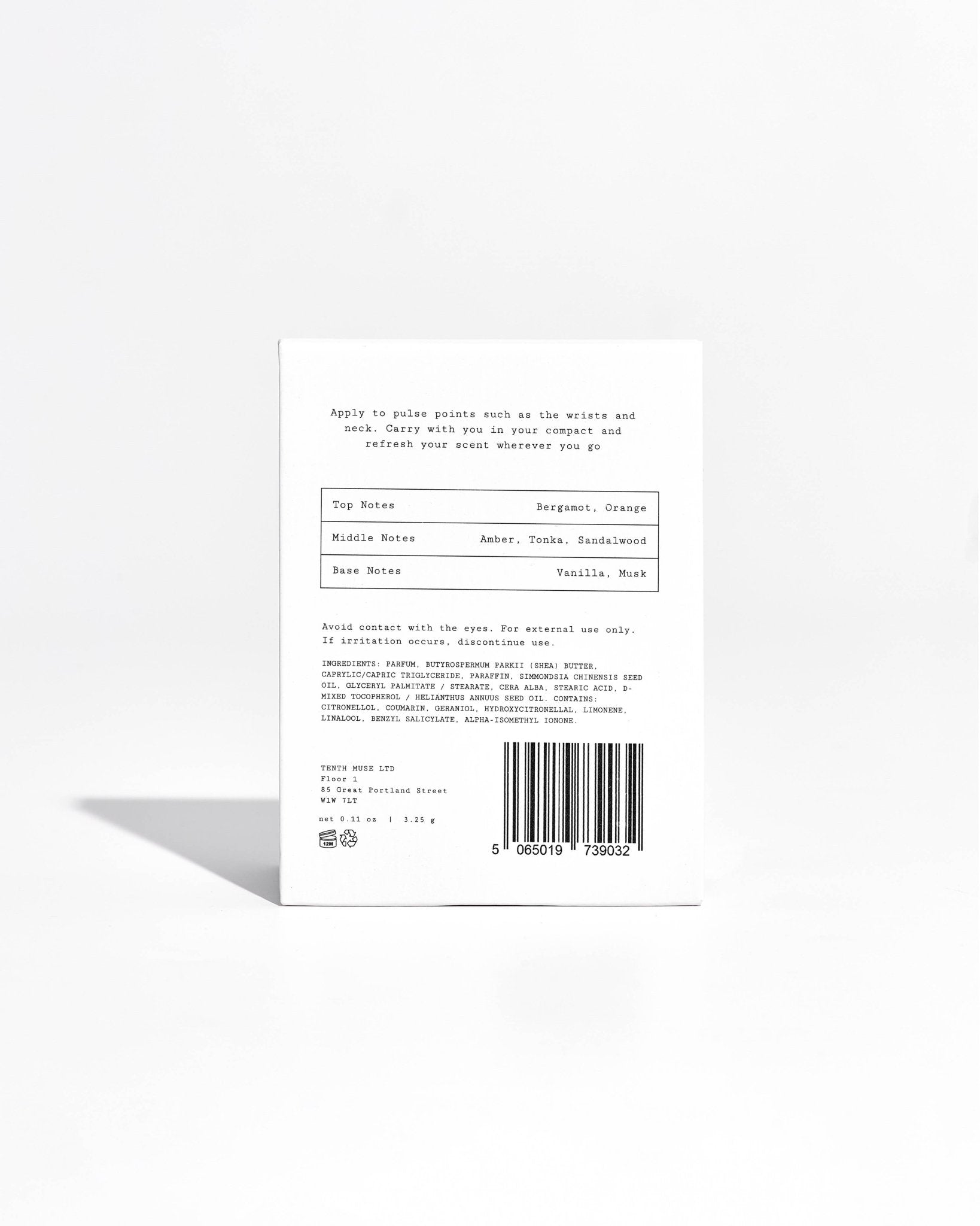 Vanilla Afterglow Solid Perfume - TENTH MUSE Modern Love Store Glasgow