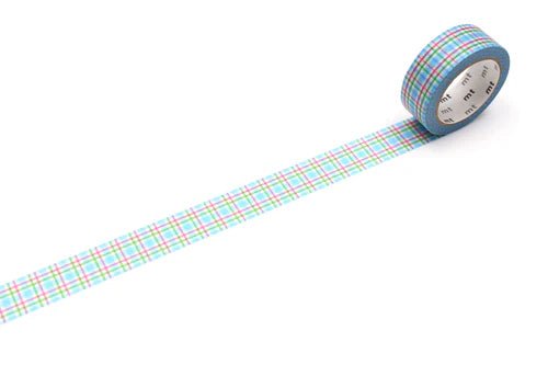 Washi Tape - Delicate Checkered Blue - 15mm stationery  washi tape