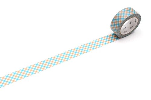Washi Tape - Delicate Checkered Orange - 15mm stationery  washi tape