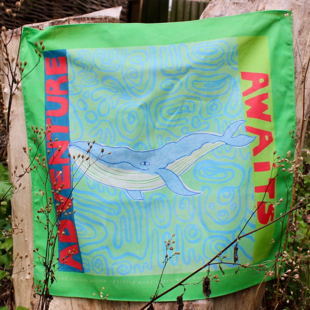 Whale 'Adventure Awaits' Bandana - Ark Colour Design Modern Love Store Glasgow