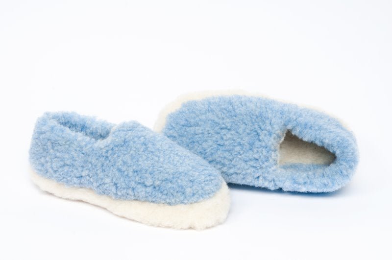 Wool Slippers Blue - Yoko Wool Modern Love Store Glasgow