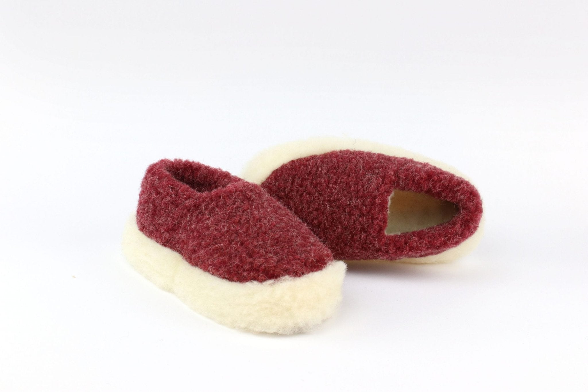 Wool Slippers Burgandy - Yoko Wool Modern Love Store Glasgow