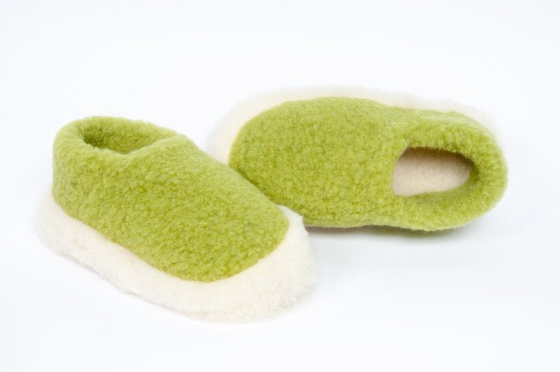 Wool Slippers Green - Yoko Wool Modern Love Store Glasgow